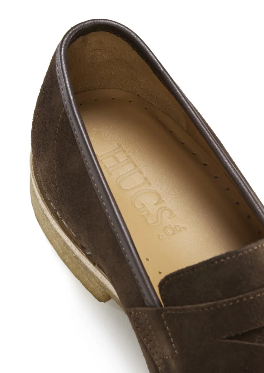 Brown Suede Loafers, Crepe Rubber Welted Sole – Image 7