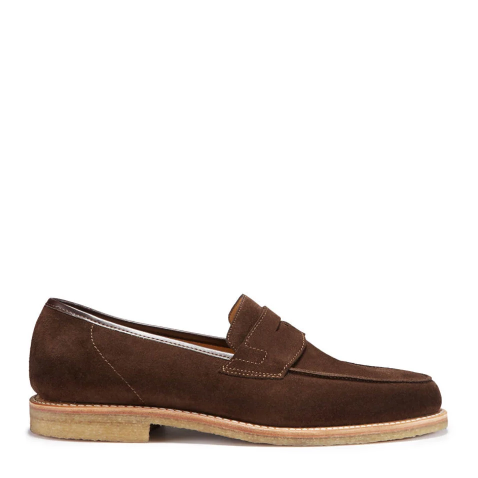 Brown Suede Loafers, Crepe Rubber Welted Sole – Image 2