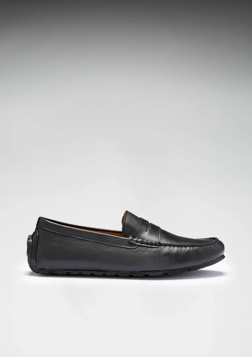 Tyre Sole Penny Driving Loafers, black leather – Image 8