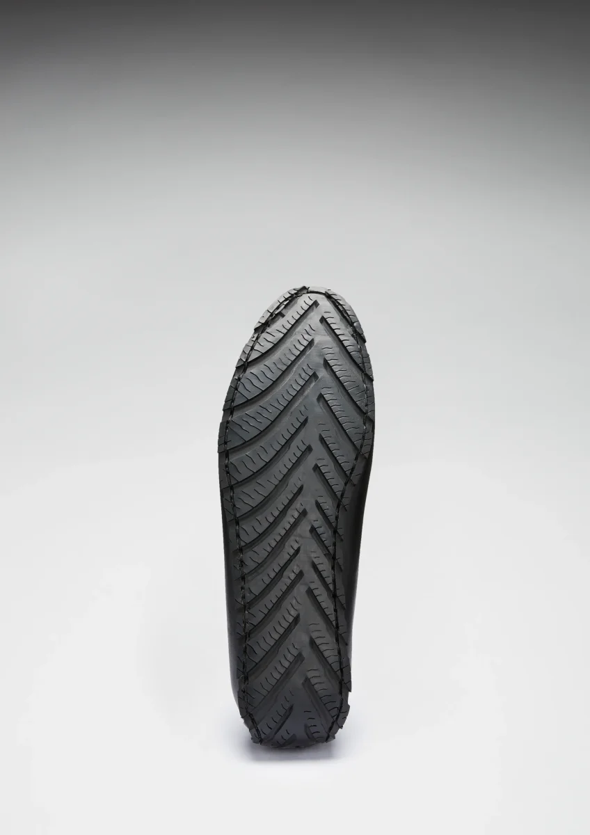 Tyre Sole Penny Driving Loafers, black leather – Image 4